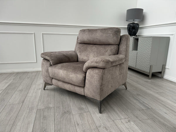 Furniture Village Missouri Power Recliner + Headrest Mink/Brown Fabric Armchair3