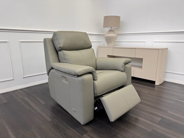 G Plan Thornbury Olive Leather Power Recliner Armchair0