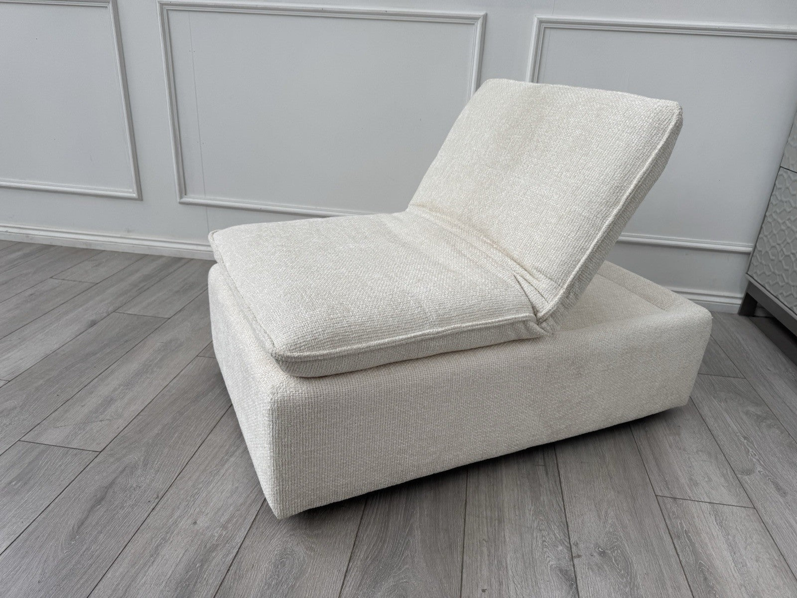 Furniture Village Starlight White Fabric Large Footstool Adjustable Chair0