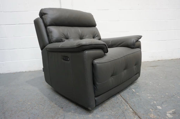 Furniture Village Brescia dark grey leather electric reclining armchair0