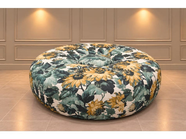 Duresta designer floral patterned fabric large circular footstool0