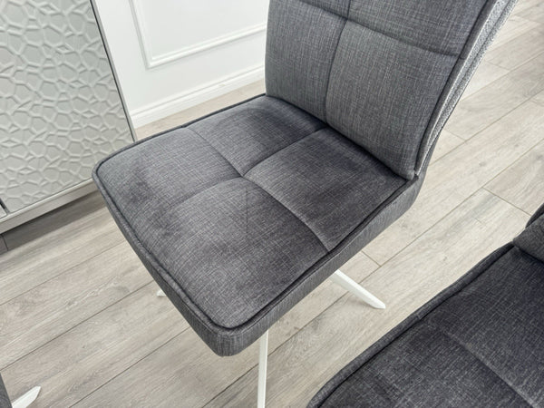 Furniture Village Glacier Set Of 4 Swivel Dining Chairs Dark Grey Fabric6