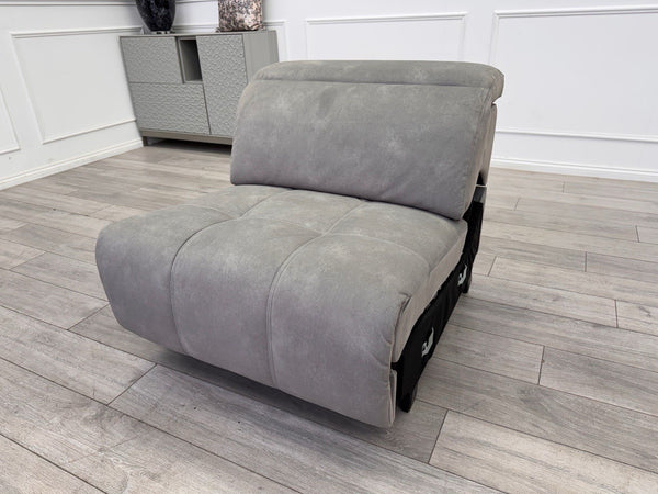 Sofology Marvella Flecked Light Grey Velvet Middle Section Power Recliner1