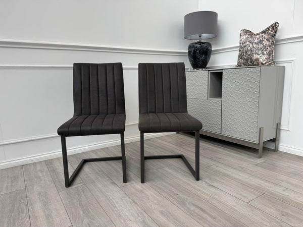 Furniture Village Grigio Pair of Charcoal Grey Suede Dining Chairs6