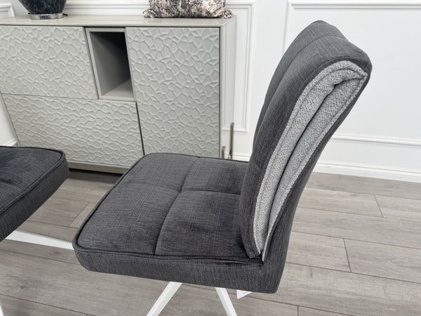 Furniture Village Glacier Set Of 8 Swivel Dining Chairs Dark Grey Fabric21
