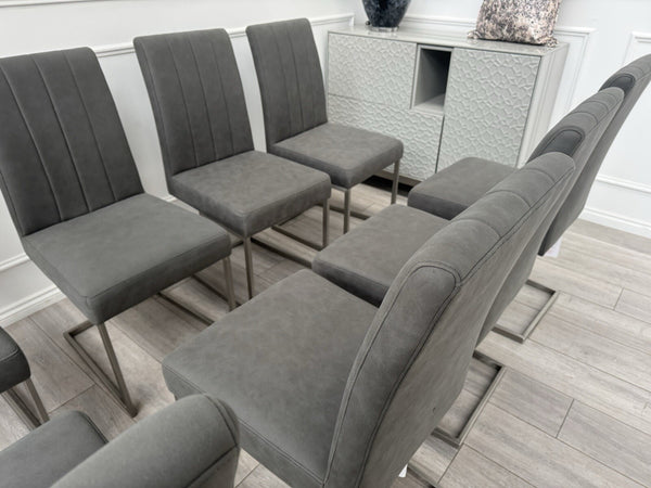 Furniture Village Grigio Set of 8 Grey Suede Dining Chairs12