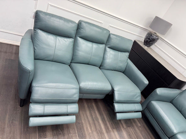 Furniture Village Petit Lake Green Power Recliner 3+3 Seater Sofa Set6