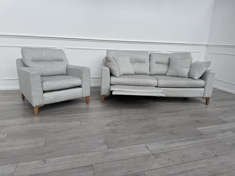 Furniture Village UNIQA Grey Fabric 3 Seater Power Recliner & Armchair Sofa Set0