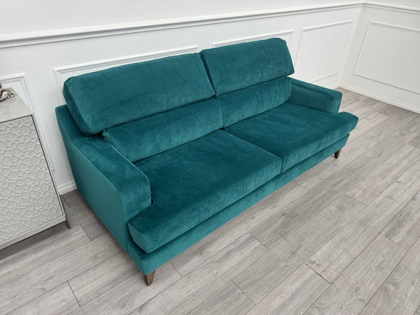 Furniture Village Lounge Co Romilly Teal Velvet Fabric 4 Seater Sofa RRP £21957