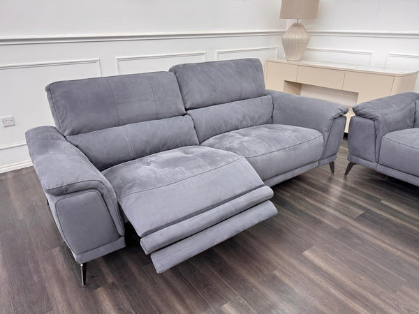 Furniture Village 3+2 Seater Sofa Set Power Recliner Dark Grey Suede9