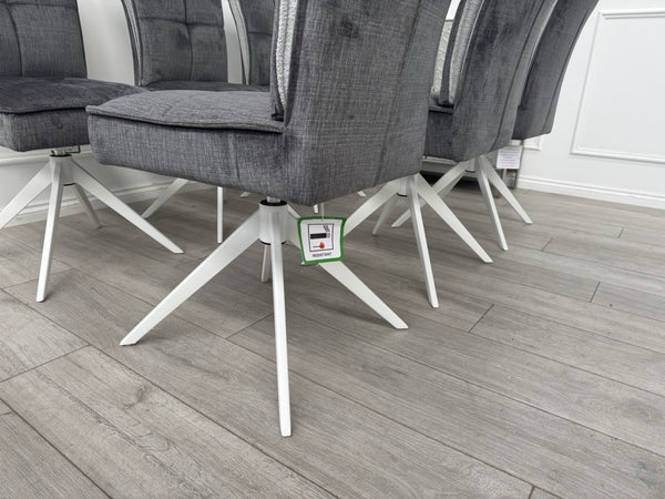 Furniture Village Glacier Set Of 6 Swivel Dining Chairs Dark Grey Fabric5