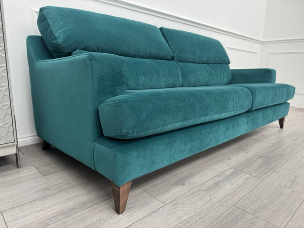 Furniture Village Lounge Co Romilly Teal Velvet Fabric 4 Seater Sofa RRP £219513