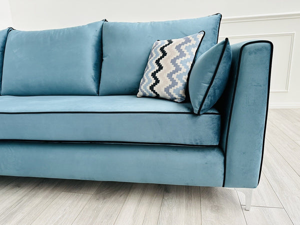 BRAND NEW Santorini Teal Velvet Corner Sofa - Fast Delivery!13