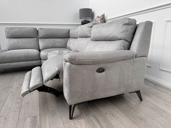 Furniture Village Contempo Grey Microfibre Power Recliner L Shape Corner Sofa5