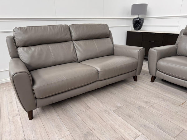 Furniture Village Zen Grey Leather Static 3 Seater  + Recliner 2 Seater Sofa Set9