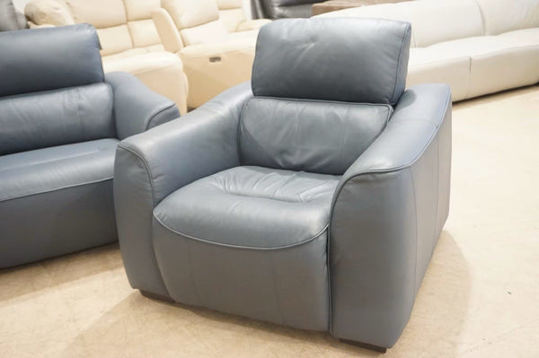 FV Ocean blue leather electric reclining 3 seater sofa + Armchair Sofa Set1
