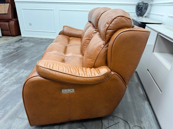 Parker Knoll Boston Brown Leather Power Recliner 3 Seater Sofa11