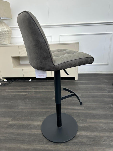 FV Merlin Dark Grey Fabric Adjustable Pedestal Dining Barstool (Choose Quantity)6