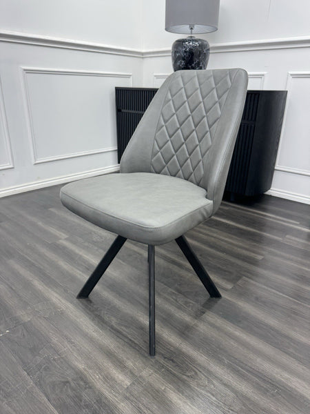 Furniture Village Mars/Jupiter Grey faux leather swivel dining chair (Pre-sale)0