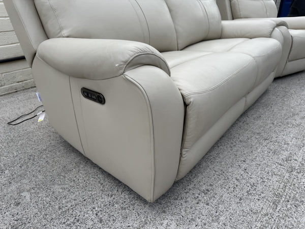 LA-Z-BOY WINCHESTER LEATHER POWER RECLINER 3 SEATER SOFA & ARMCHAIR SET - Cream5