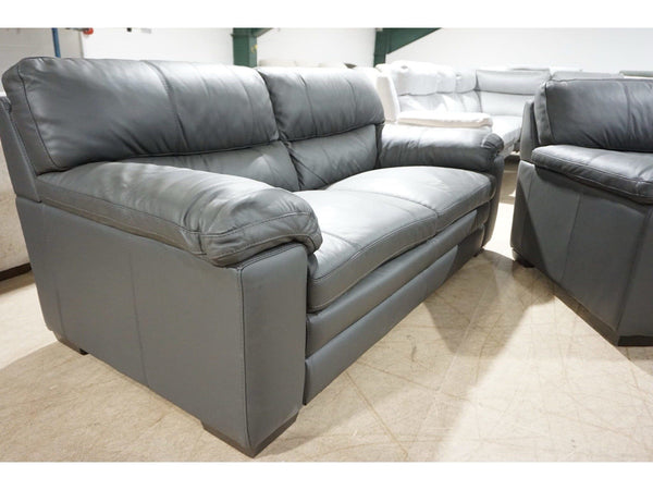 FV Cozee charcoal grey leather fixed back 2.5+1+1 seater sofas Set1