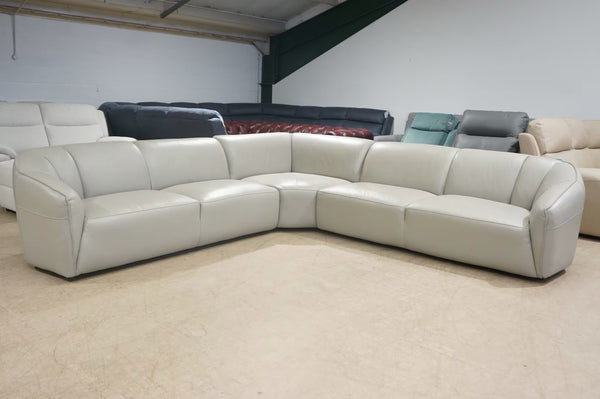 FV silver grey leather XL 3 piece corner group Static Sofa0
