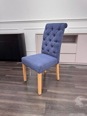 FV Hamilton Navy Blue Fabric Standard Wooden Legs Dining Chair (Choose Quantity)0