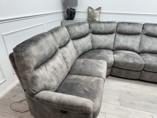 Furniture Village Lilly Corner Sofa In Grey Velvet Power Recliner11