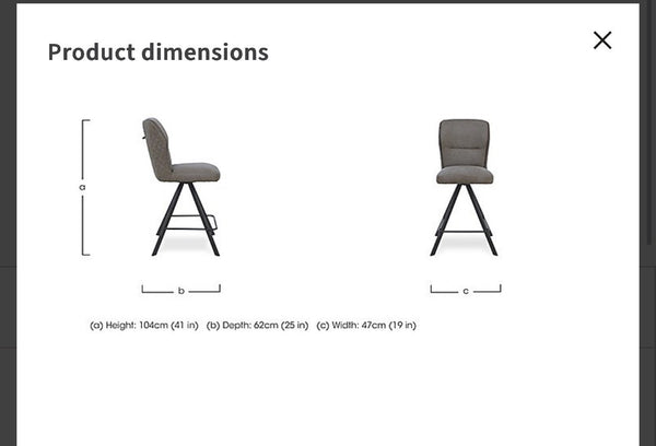 Furniture Village TERRA Steel Grey Fabric Swivel Dining Barstool (delivery) 1