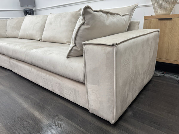 DFS Large Cream Velvet Corner Sofa Left Hand Facing (Fast Delivery)8
