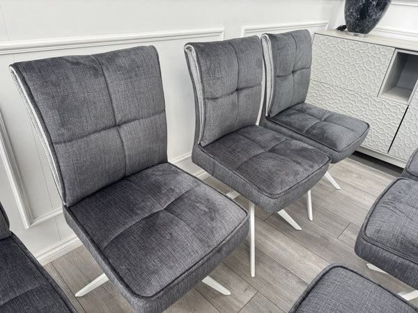 Furniture Village Glacier Set Of 8 Swivel Dining Chairs Dark Grey Fabric11
