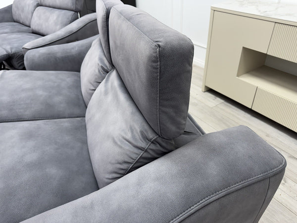 FV Xavier Grey Velvet 3+2 Seater Sofa Set Power Recliners & Headrests17