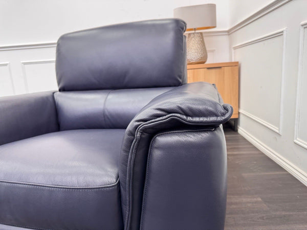 DFS Auberon Power Recliner Armchair Navy Leather Power Headrest8