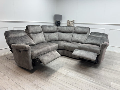 Furniture Village Lilly Corner Sofa In Grey Velvet Power Recliner0