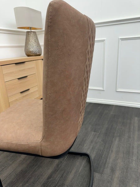 FV Loki Brown Faux Leather Cantilever Dining Chair (Choose Quantity)2