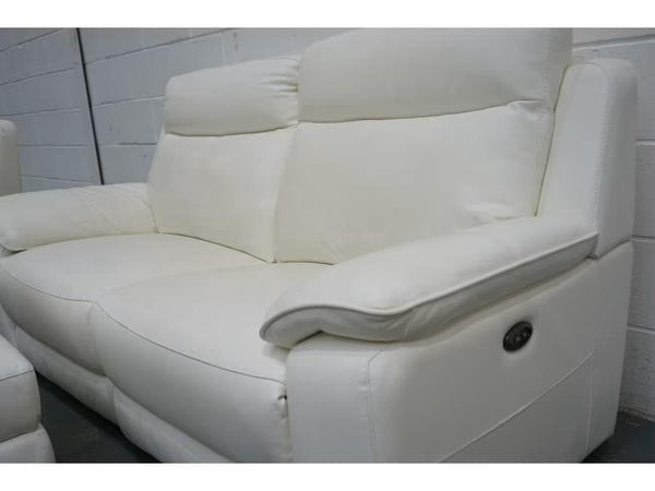 Furniture Village Starlight 3 Seater & Armchair Sofa Set in Frost White Leather 4