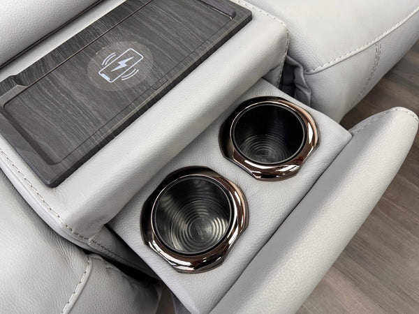 Furniture Village Link Power Recliner 2 Seater + 2x Armchairs Set Grey Leather16