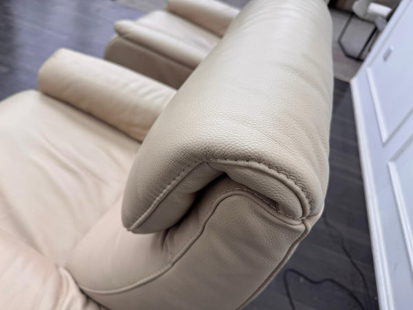Furniture Village Rowen Beige Leather Pair Of Armchairs Power Recliner6