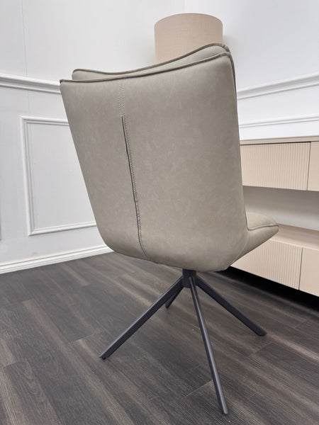Furniture Village Catalina Taupe Leather Swivel Dining Chair (Pre-sale)11