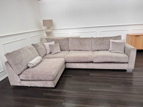 Sofology Majestica Truffle Fabric Terminal End Chaise Corner Sofa Full Back0