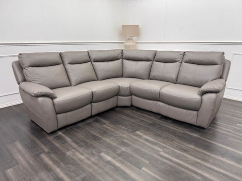 Furniture Village Snug Static Corner Sofa In Grey Leather0