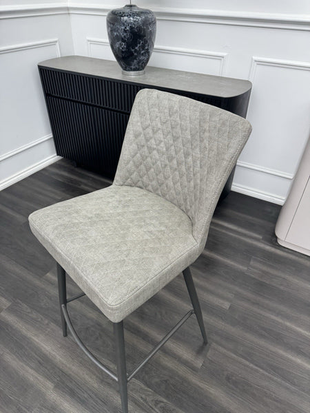 Furniture Village Earth light grey leather standard dining barstool (Pre-sale)1