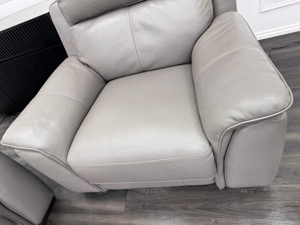 Furniture Village Grey Genuine Leather 3+1 Seater Sofa Set Power Recliner12