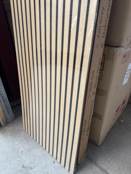 Acoustic Slat Wood Wall Panel Modern Interior Media Wall - White Oak 2.4m x 0.6m10