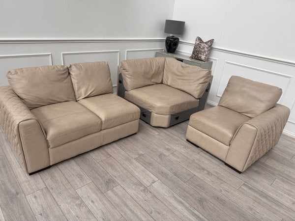 Sofology Mazzini Corner Sofa Dakota Ice Cream Leather 3/CNR/113