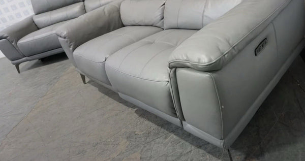 Furniture Village Lecce 3 & 2 Seater Sofa Set in Grey Leather - Power Recliner 1
