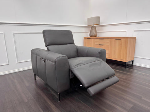 DFS Jagger Power Recliner Armchair Grey Leather Power Headrest0