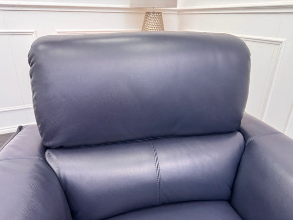 DFS Auberon Power Recliner Armchair Navy Leather Power Headrest9