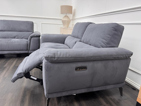 Furniture Village 3+2 Seater Sofa Set Power Recliner Dark Grey Suede5