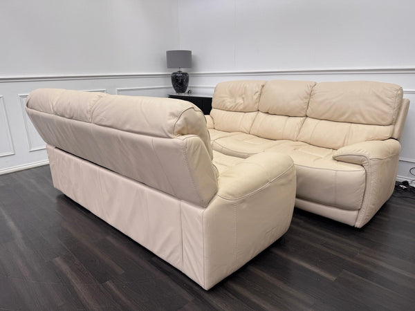 Furniture Village Link 3 + 3 Seater Sofa Set Static Beige Leather1